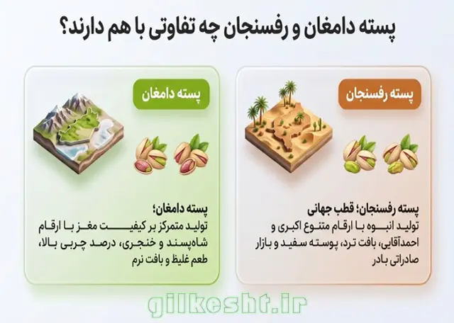 پسته دامغان و رفسنجان چه تفاوتی با هم دارند